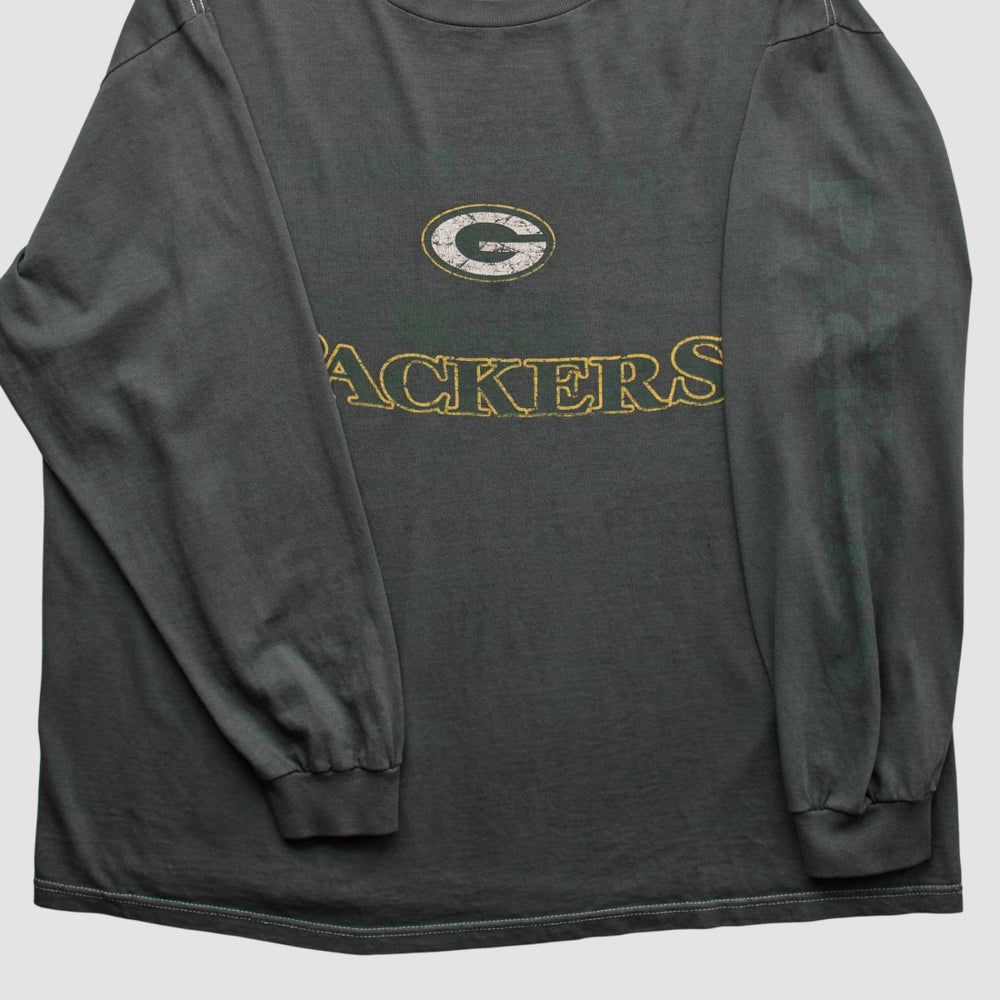Green Bay Packers Logo Athletic 2000s Long Sleeve T-shirt - Charcoal Vintage for sale