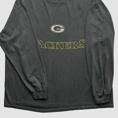 Green Bay Packers Logo Athletic 2000s Long Sleeve T-shirt - Charcoal Vintage for sale