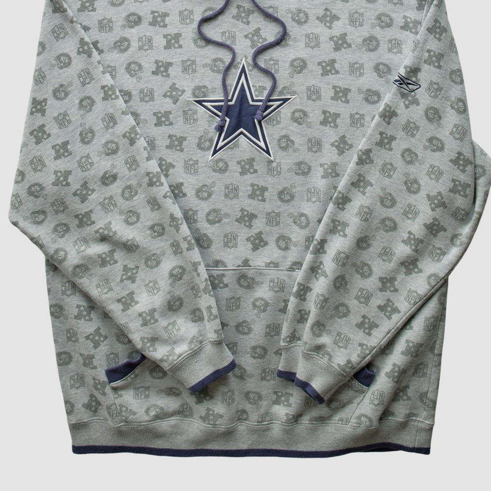 Denver Broncos Reebok 2010s Hooded Pullover Sweatshirt - Heather Gray Vintage sale