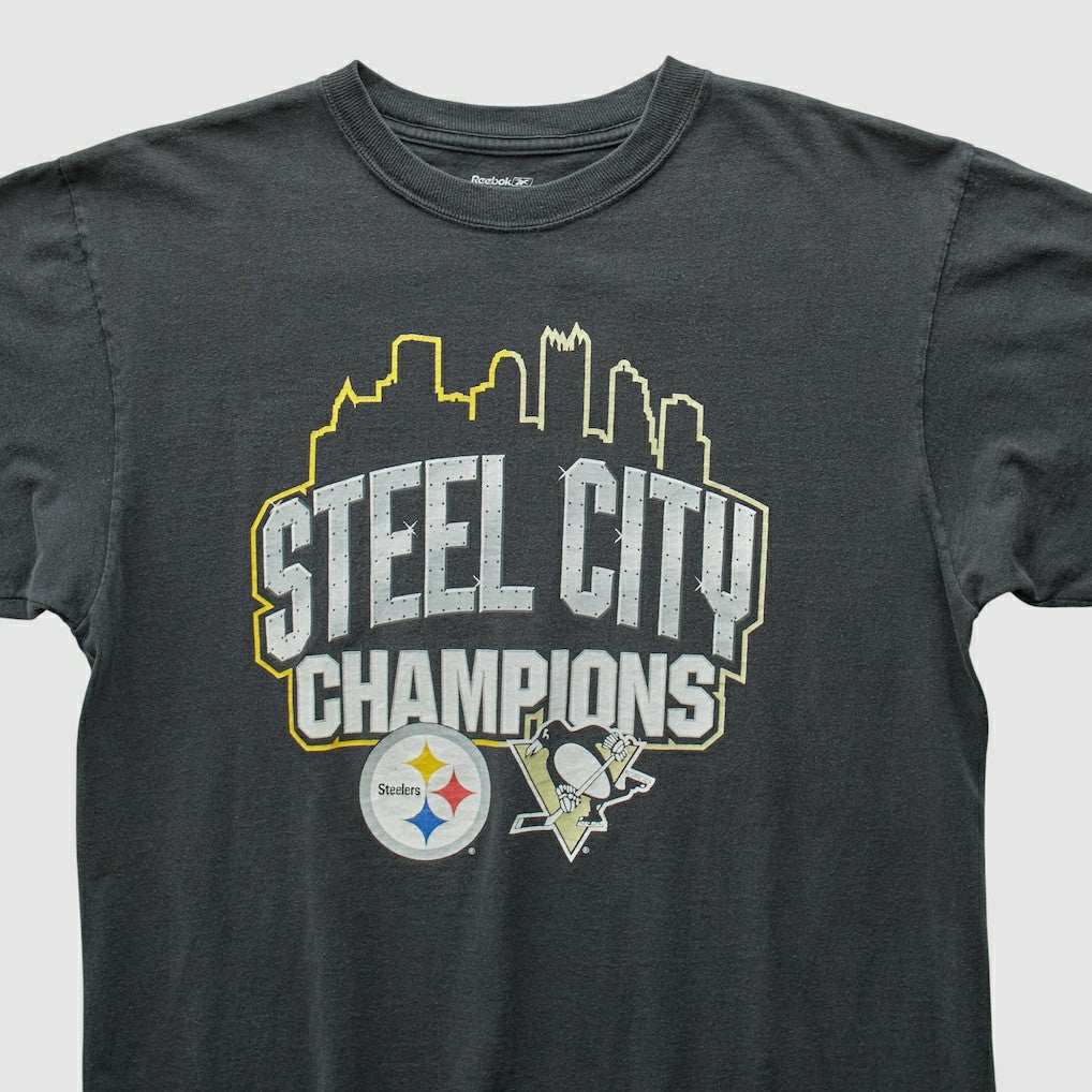 Pittsburgh Steelers Reebok 2009 T-shirt - Charcoal Vintage outlet