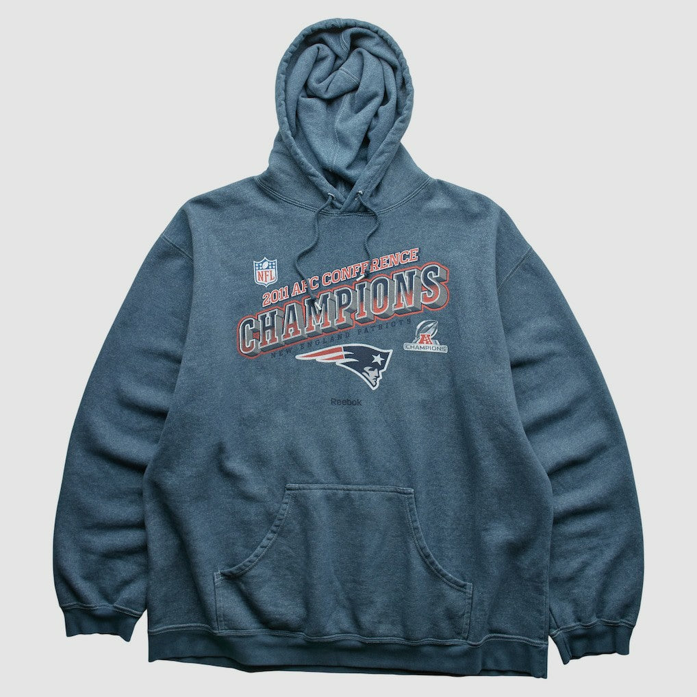 New England Patriots Reebok 2011 Hooded Pullover Sweatshirt - Blue Vintage sale