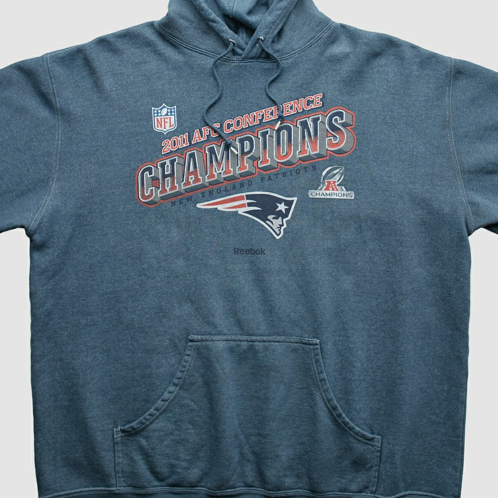 New England Patriots Reebok 2011 Hooded Pullover Sweatshirt - Blue Vintage sale