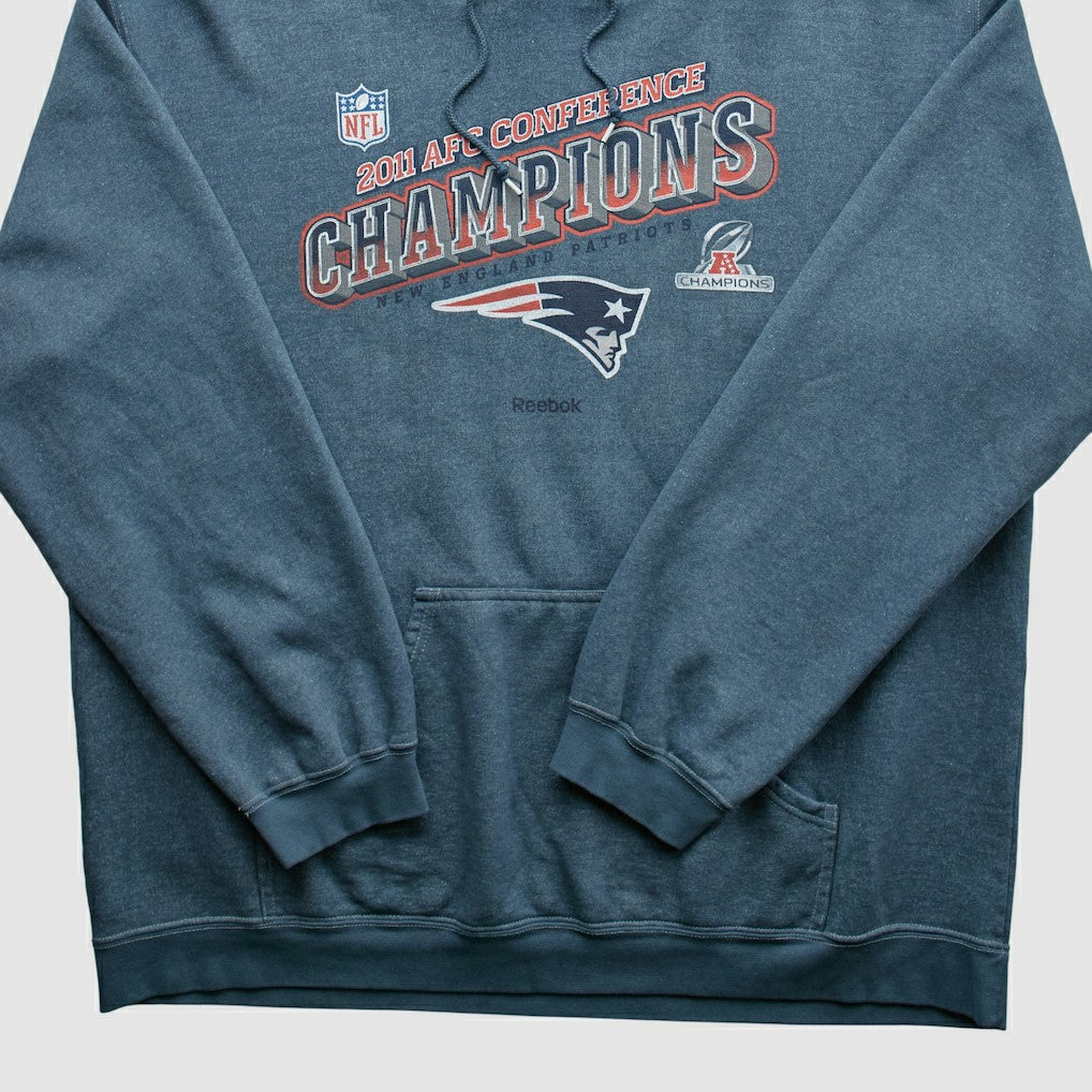 New England Patriots Reebok 2011 Hooded Pullover Sweatshirt - Blue Vintage sale