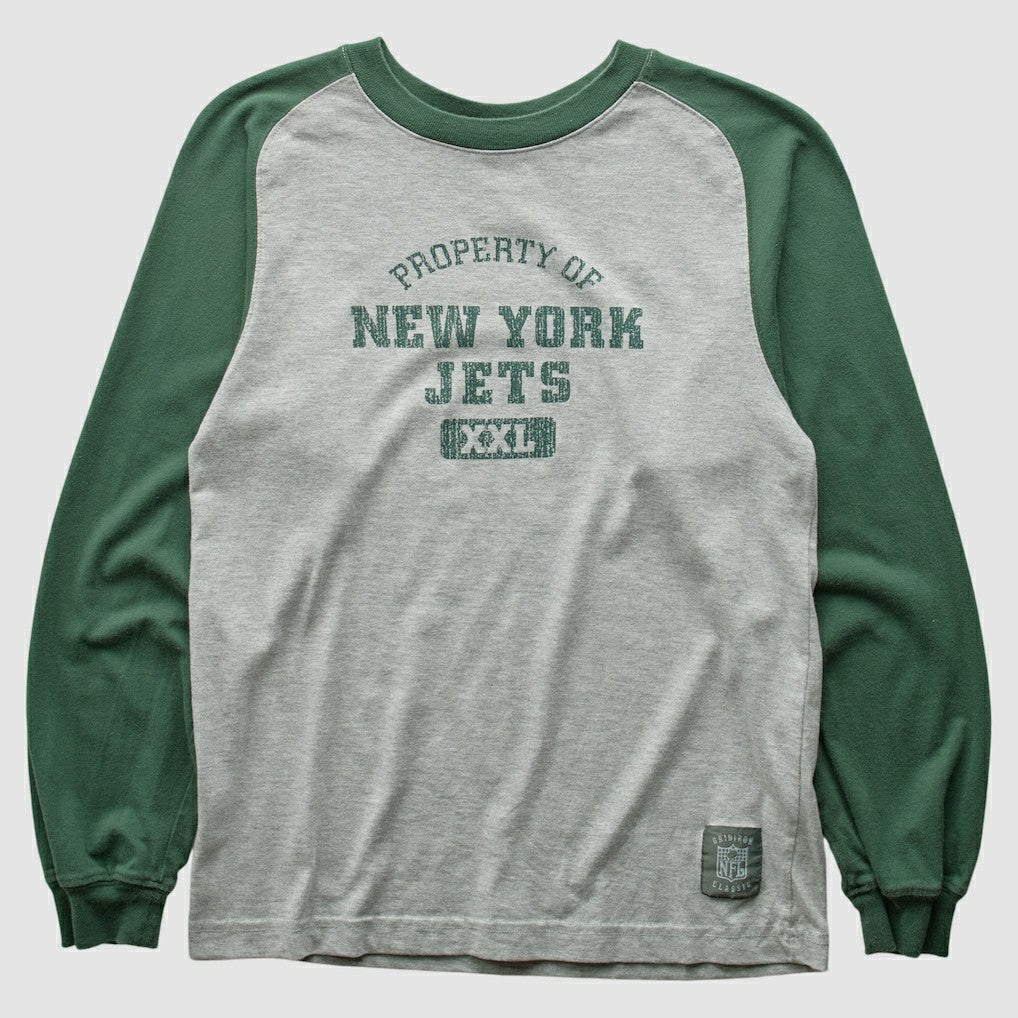New York Jets Grid Iron 2000s Long Sleeve T-shirt - Gray Vintage for sale