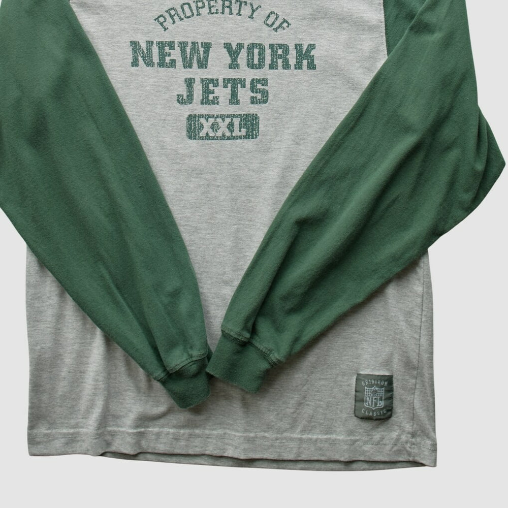 New York Jets Grid Iron 2000s Long Sleeve T-shirt - Gray Vintage for sale