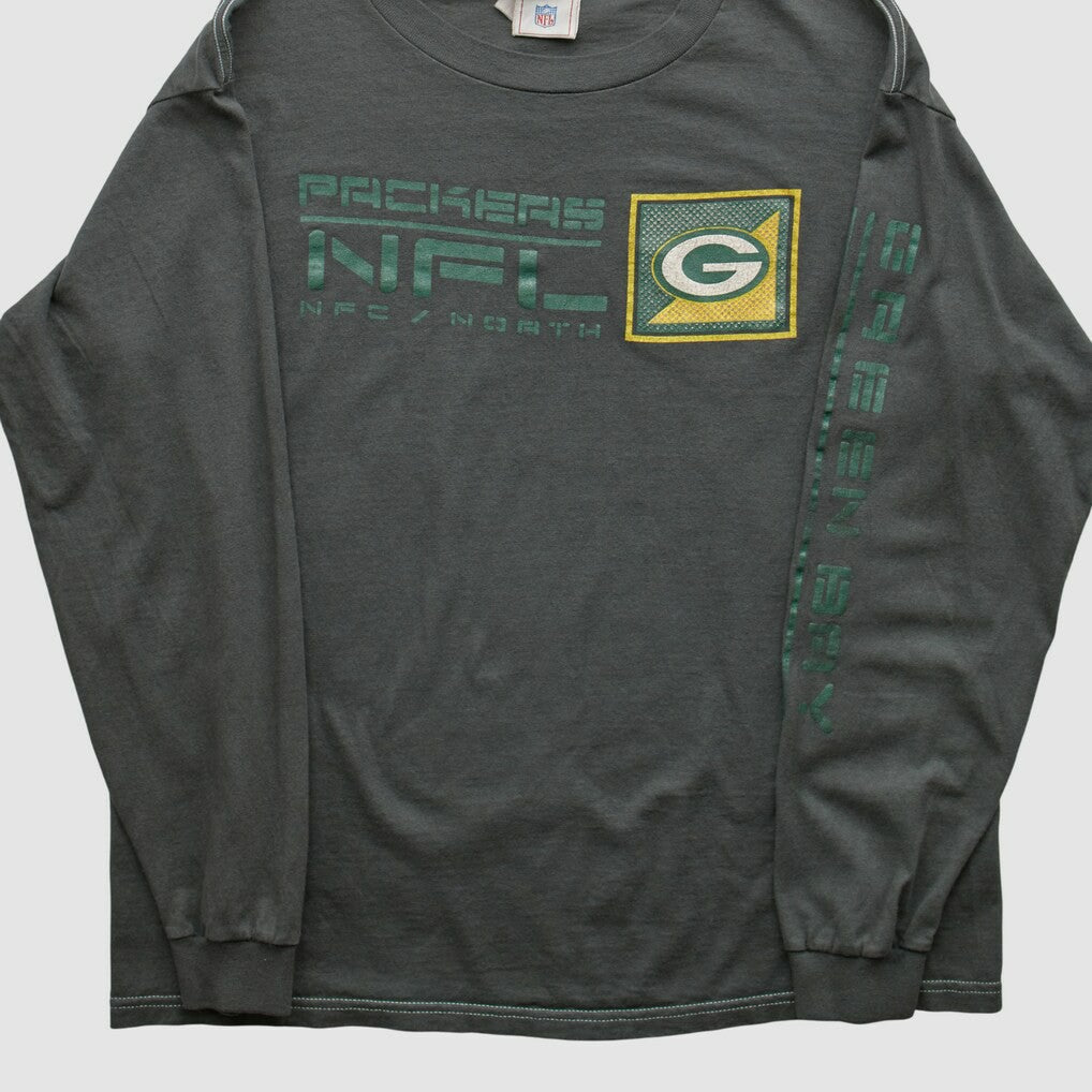 Green Bay Packers NFL 2000s Long Sleeve T-shirt - Charcoal Vintage discount