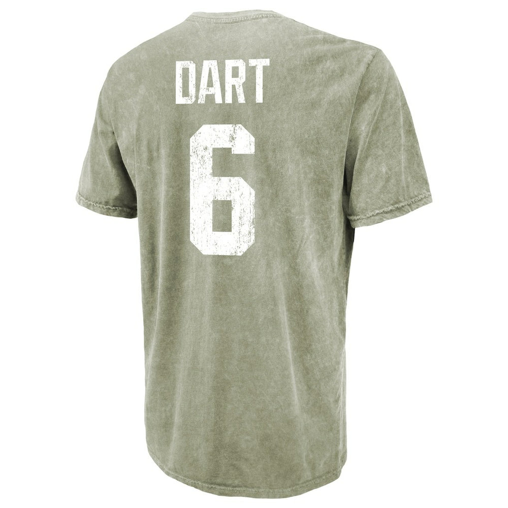 Jaxson Dart New York Giants Majestic Threads Mineral Wash Name & Number T-Shirt - Moss Green for sale