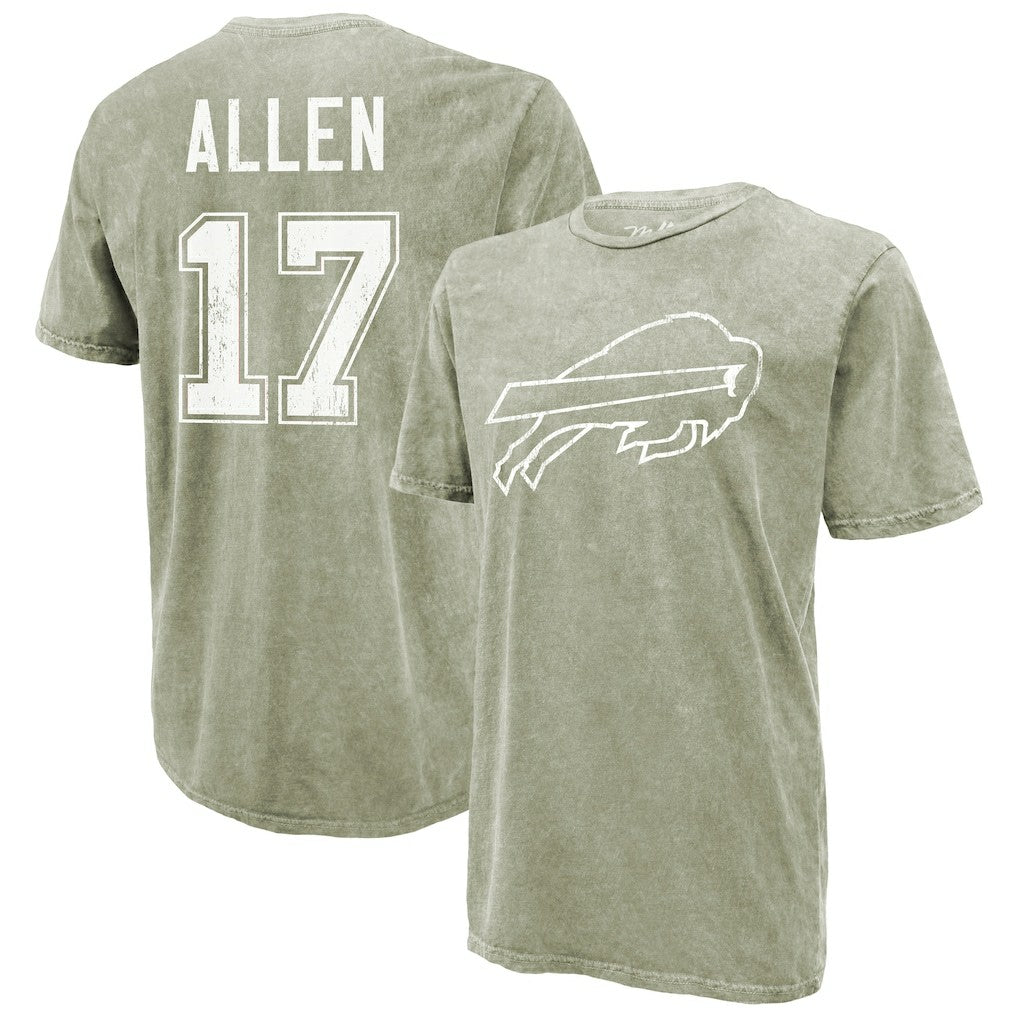 Josh Allen Buffalo Bills Majestic Threads Mineral Wash Name & Number T-Shirt - Moss Green on sale