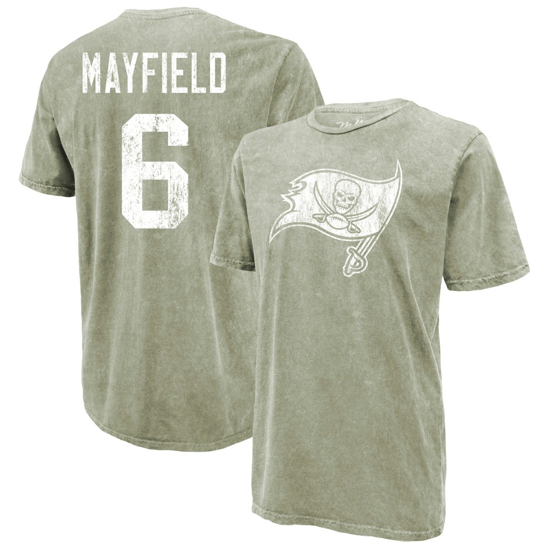 Baker Mayfield Tampa Bay Buccaneers Majestic Threads Mineral Wash Name & Number T-Shirt - Moss Green on sale