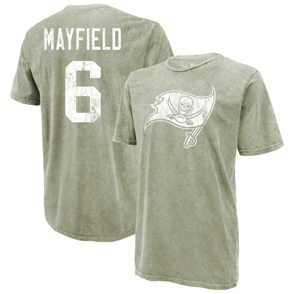 Baker Mayfield Tampa Bay Buccaneers Majestic Threads Mineral Wash Name & Number T-Shirt - Moss Green on sale