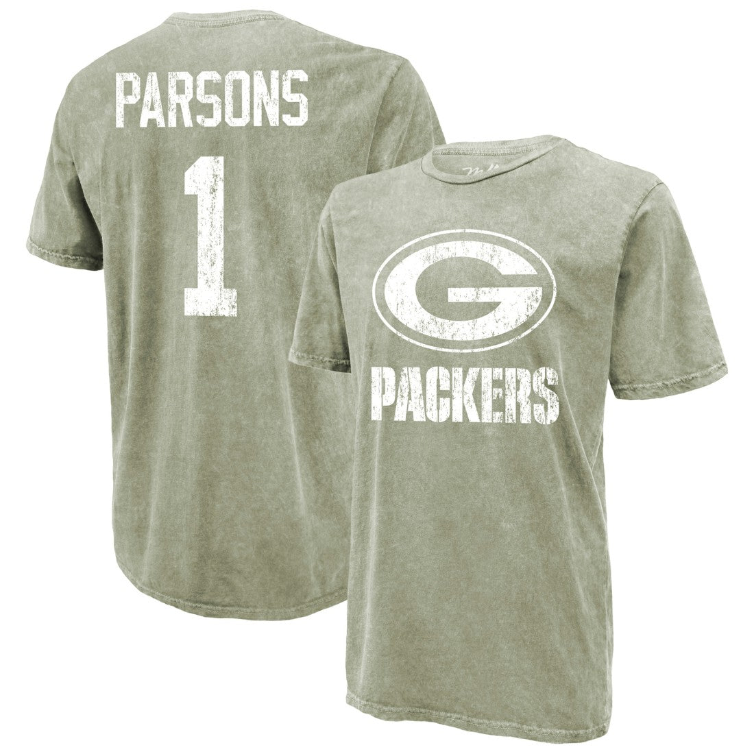Micah Parsons Green Bay Packers Majestic Threads Mineral Wash Name & Number T-Shirt - Moss Green on sale