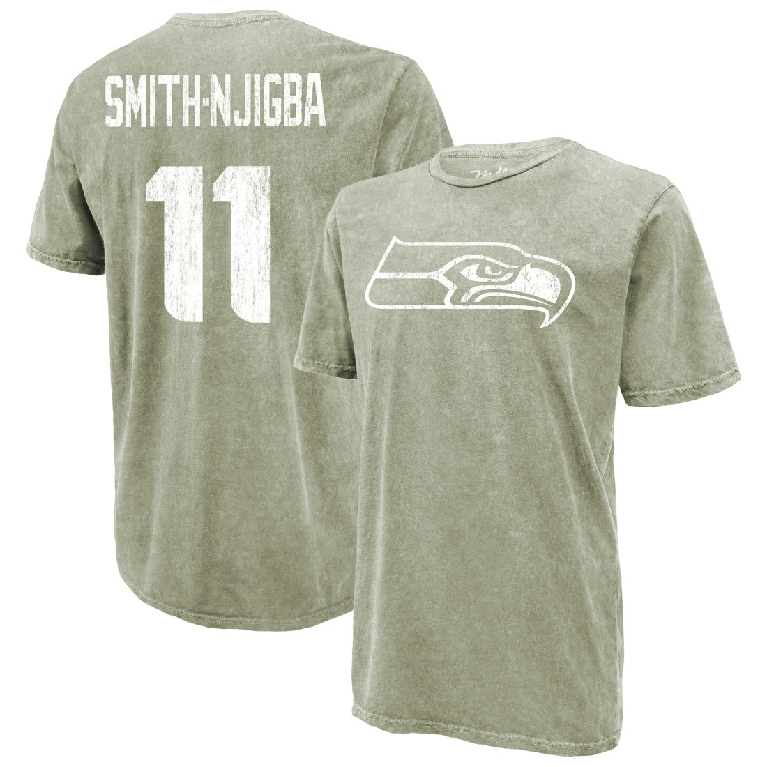 Jaxon Smith-Njigba Seattle Seahawks Majestic Threads Mineral Wash Name & Number T-Shirt - Moss Green sale