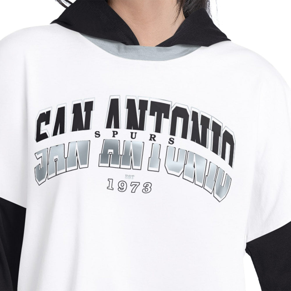 San Antonio Spurs G-III 4Her by Carl Banks Women's Key Player Oversized Hooded Long Sleeve T-Shirt - White/Black cheap