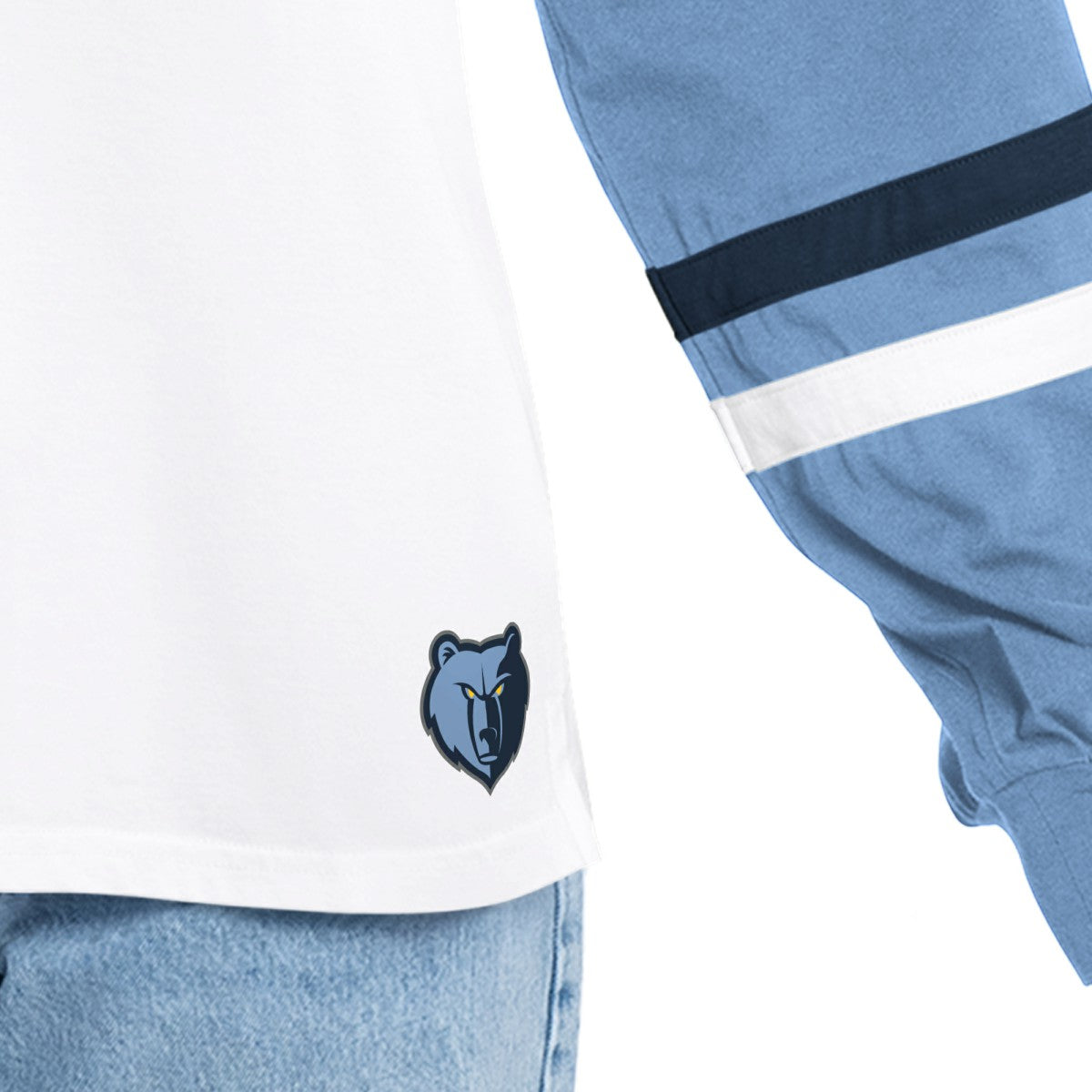 Memphis Grizzlies G-III 4Her by Carl Banks Women's Key Player Oversized Hooded Long Sleeve T-Shirt - White/Blue outlet