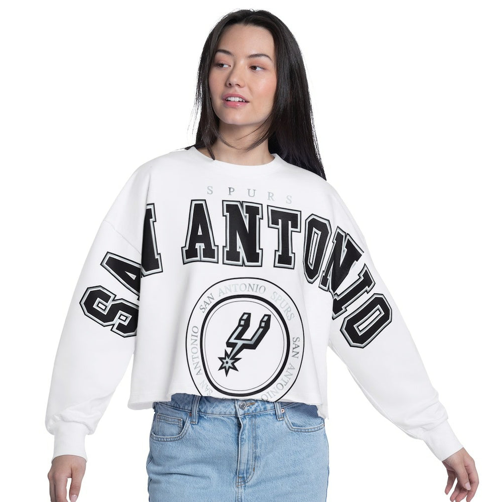 San Antonio Spurs G-III 4Her by Carl Banks Women's Bleachers Cropped French Terry Sweatshirt - White online