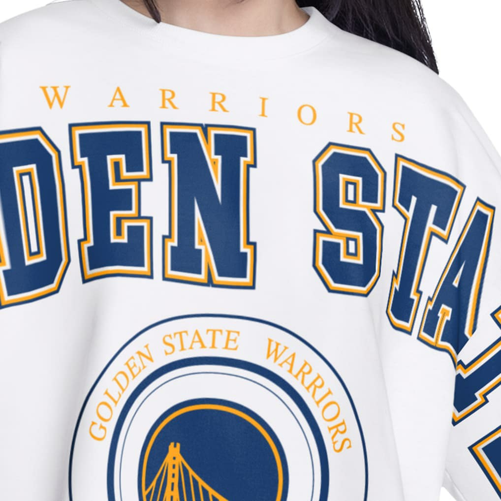 Golden State Warriors G-III 4Her by Carl Banks Women's Bleachers Cropped French Terry Sweatshirt sale - White discount