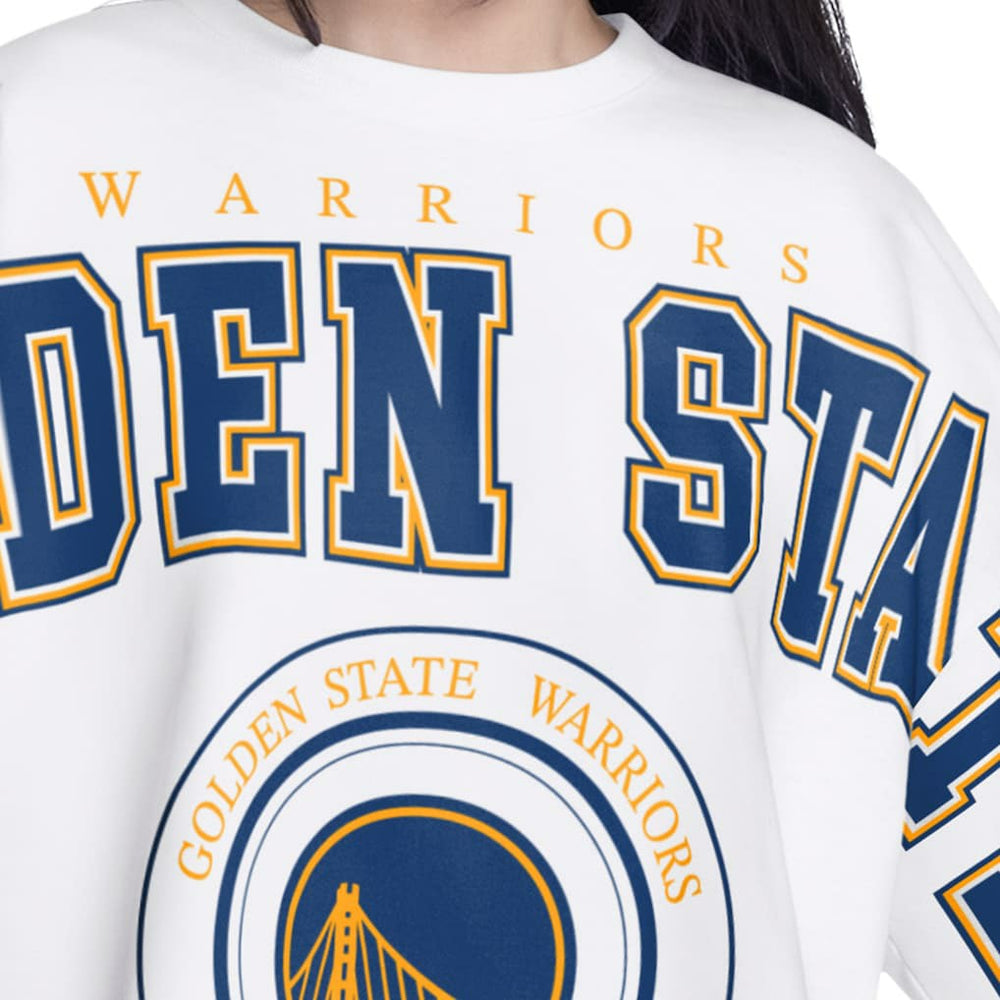 Golden State Warriors G-III 4Her by Carl Banks Women's Bleachers Cropped French Terry Sweatshirt sale - White discount