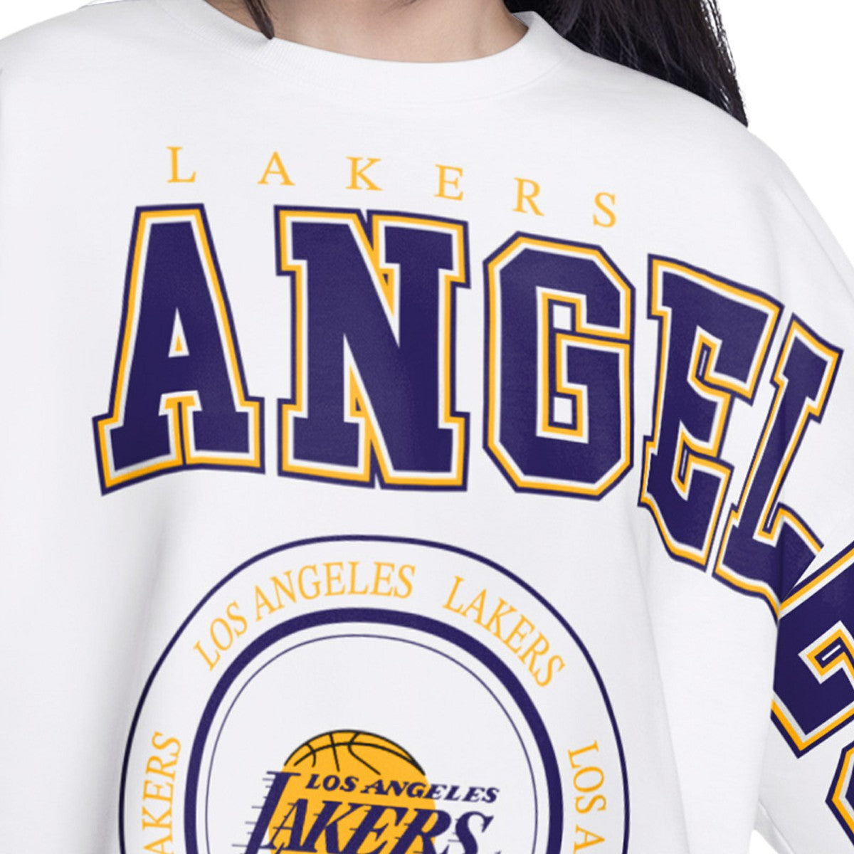 Los Angeles Lakers G-III 4Her by Carl Banks Women's Bleachers Cropped French Terry Sweatshirt - White online