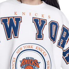 New York Knicks G-III 4Her by Carl Banks Women's Bleachers Cropped French Terry Sweatshirt - White outlet