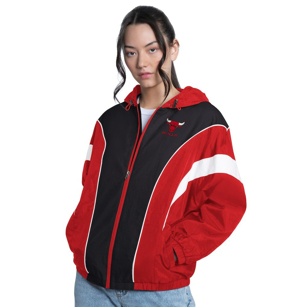 Chicago Bulls G-III 4Her by Carl Banks Women's Quarterback Lightweight Oversized Full-Zip Jacket - Red/Black discount