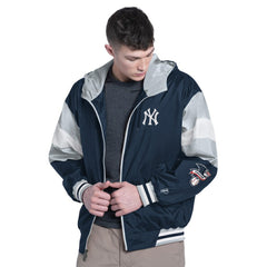 New York Yankees Pro Player Legacy Lightweight Full-Zip Hooded Jacket - Navy/Gray