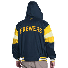 Milwaukee Brewers Pro Player Legacy Lightweight Full-Zip Hooded Jacket - Navy/Gold