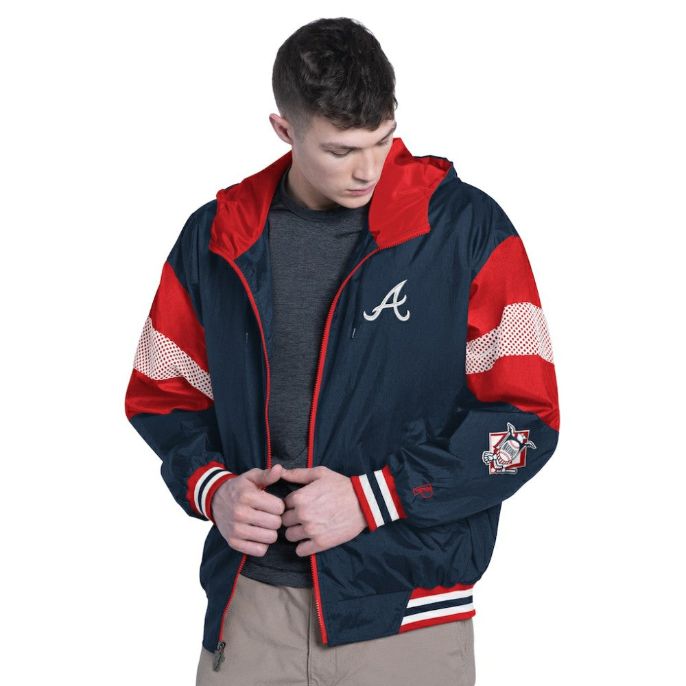 Atlanta Braves Pro Player Legacy Lightweight Full-Zip Hooded Jacket - Navy/Red