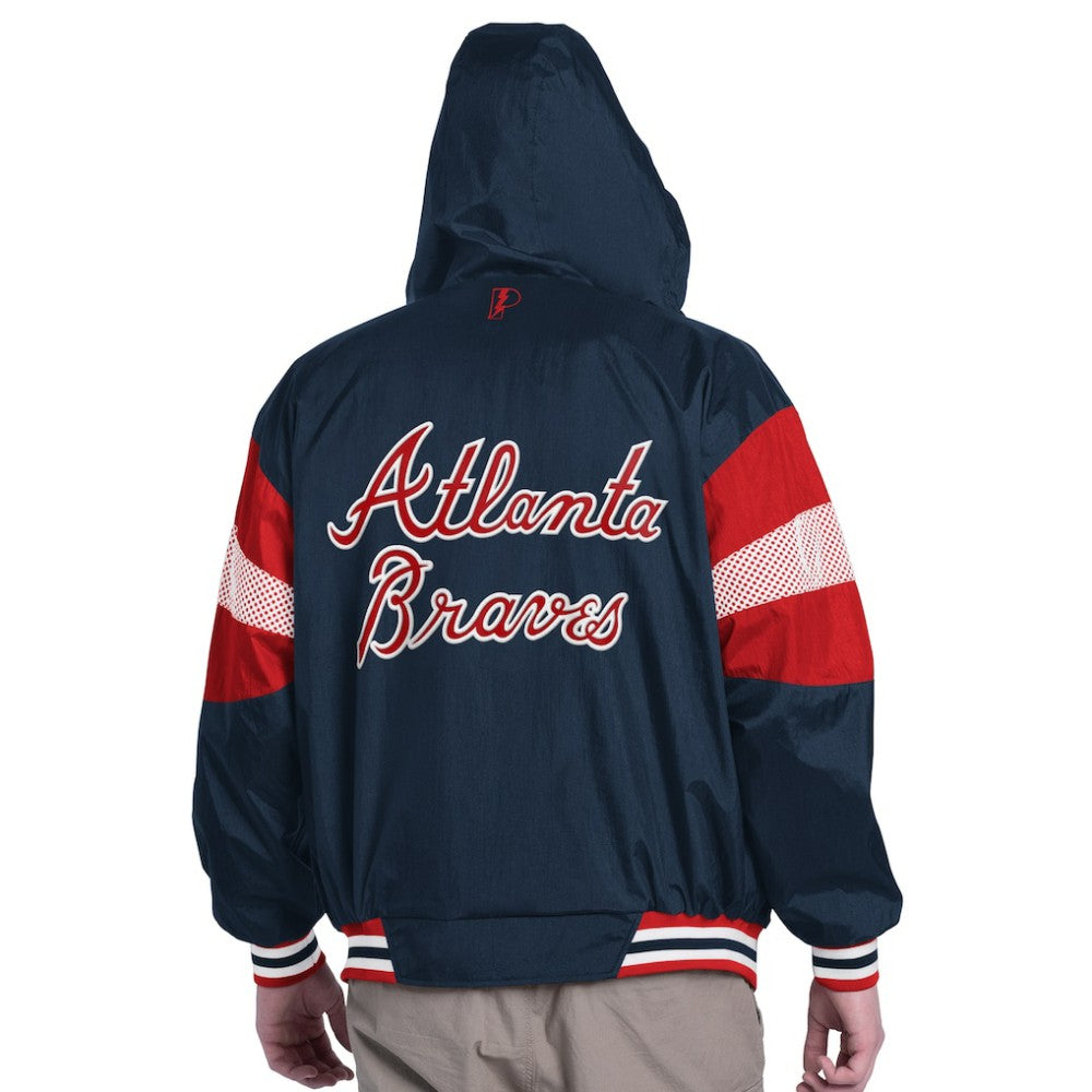 Atlanta Braves Pro Player Legacy Lightweight Full-Zip Hooded Jacket - Navy/Red