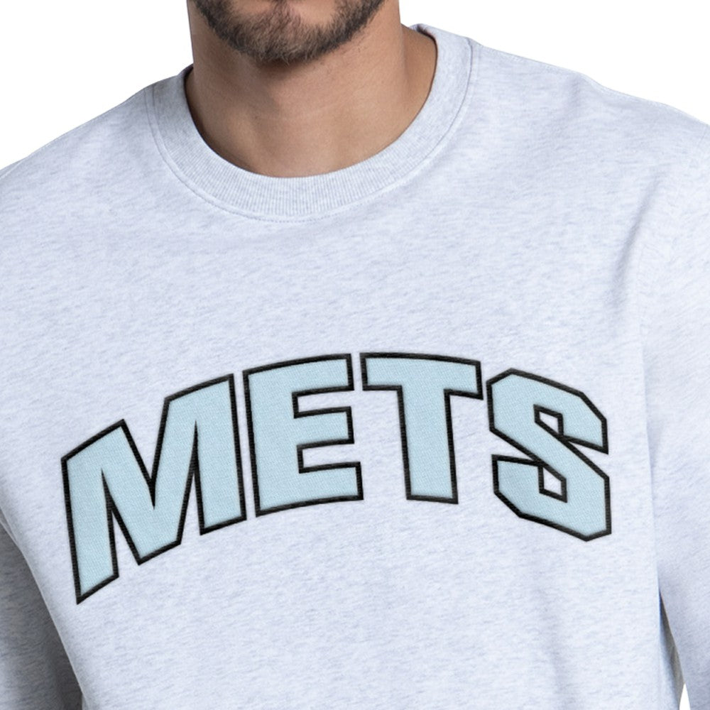 New York Mets Starter Face of Ice Blue French Terry Sweatshirt - Gray