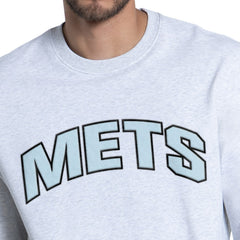 New York Mets Starter Face of Ice Blue French Terry Sweatshirt - Gray