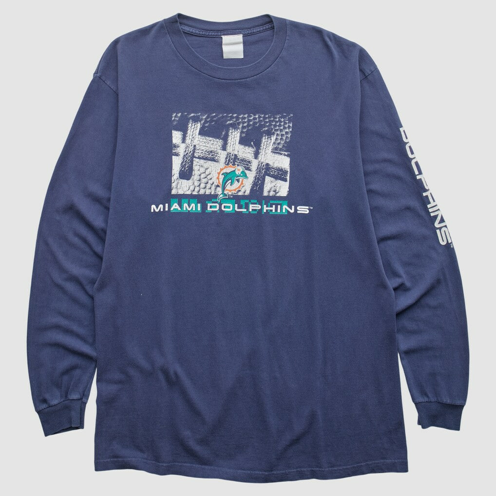 Miami Dolphins 2000s Long Sleeve T-shirt - Navy Vintage cheap