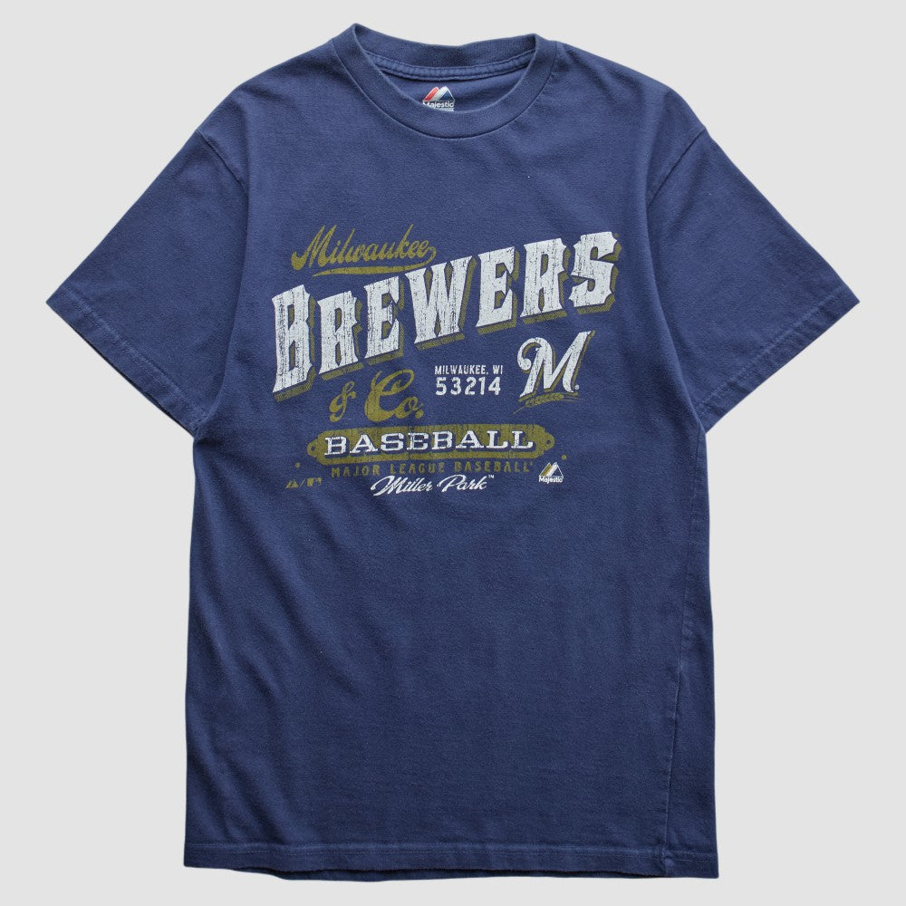 Milwaukee Brewers Majestic 2010s T-shirt - Navy Vintage