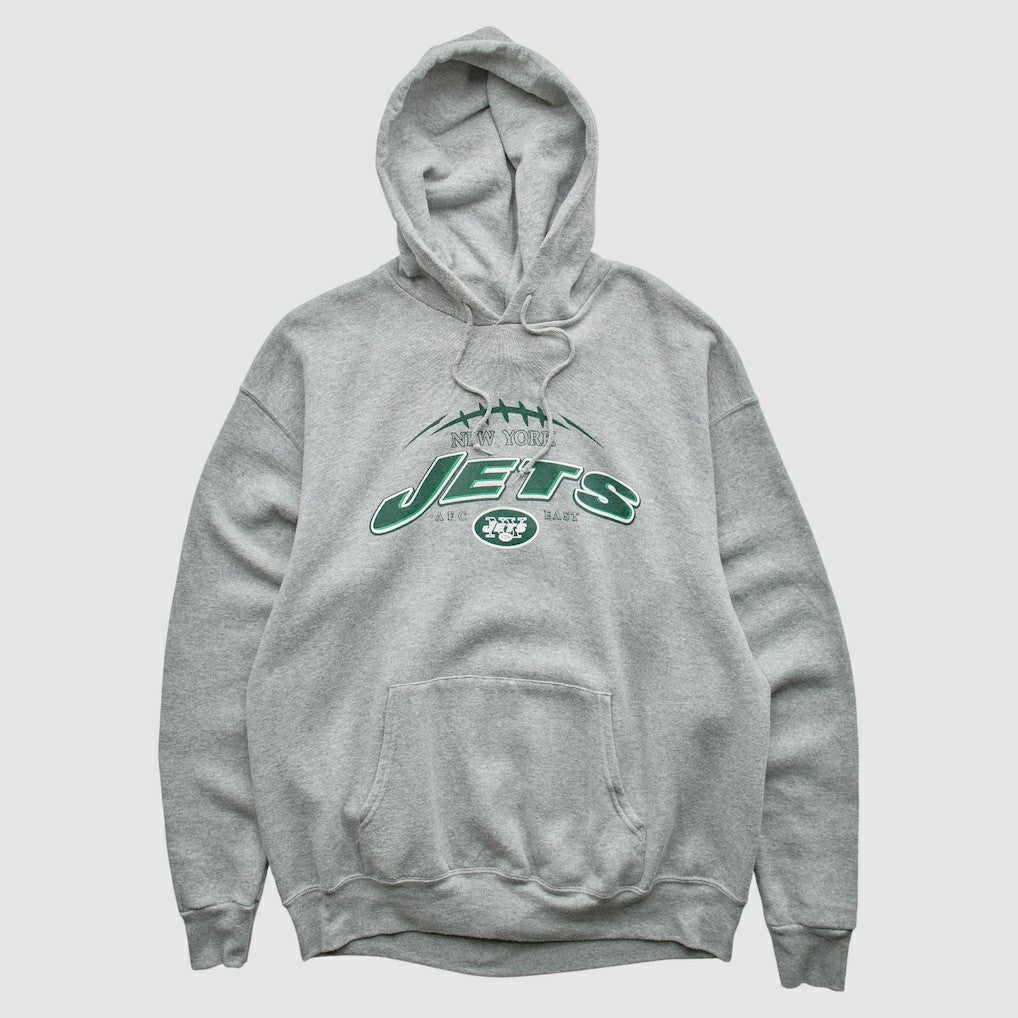 New York Jets NFL 2000s Hooded Pullover Sweatshirt - Heather Gray Vintage cheap