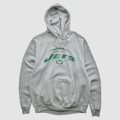 New York Jets NFL 2000s Hooded Pullover Sweatshirt - Heather Gray Vintage cheap
