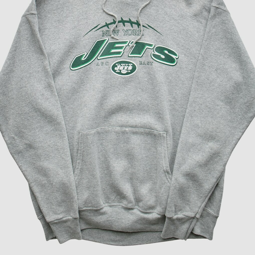 New York Jets NFL 2000s Hooded Pullover Sweatshirt - Heather Gray Vintage cheap