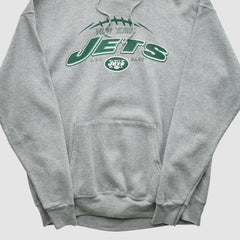 New York Jets NFL 2000s Hooded Pullover Sweatshirt - Heather Gray Vintage cheap
