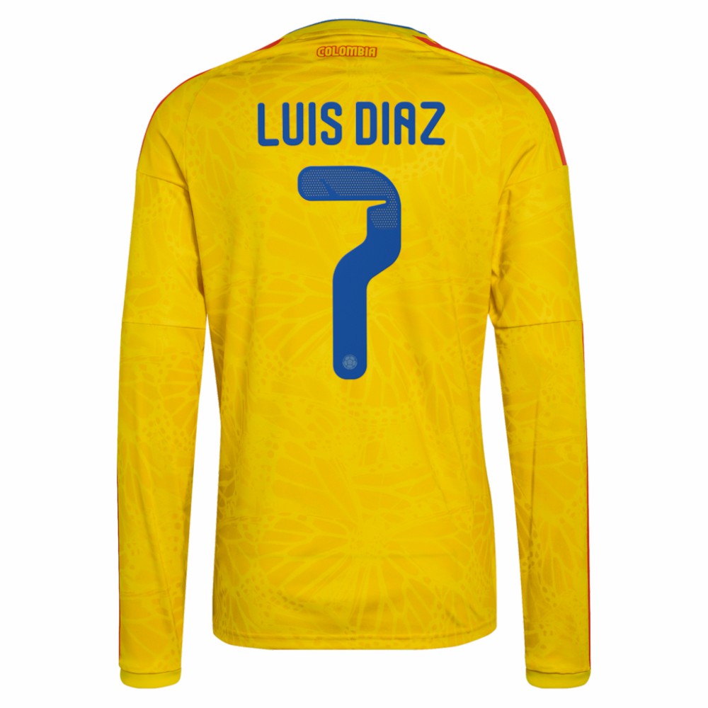 Luis Diaz Colombia National Team 2026 Home Replica Long Sleeve Jersey - Yellow | Adidas for sale