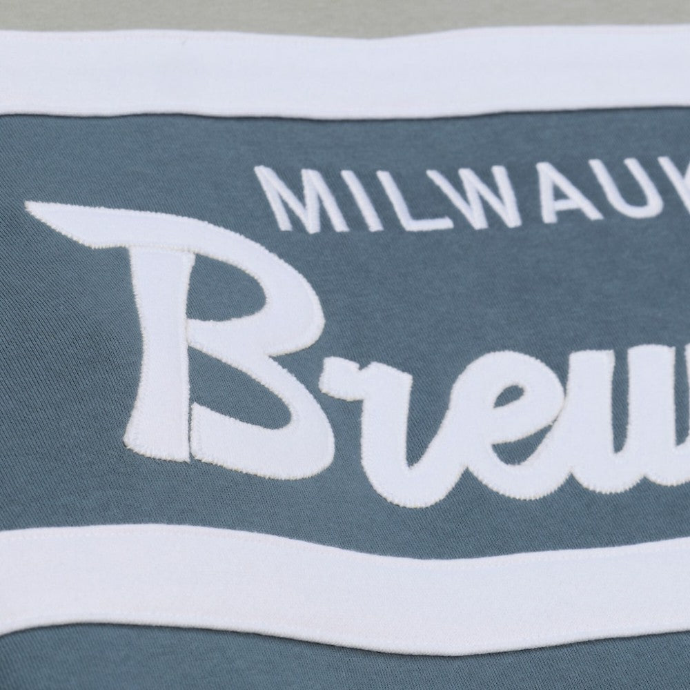 Milwaukee Brewers Cooperstown Collection Thunderstorm Head Coach Hoodie - Gray | Mitchell & Ness