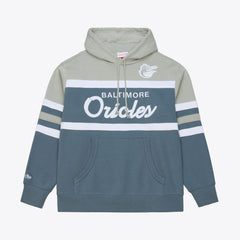 Baltimore Orioles Cooperstown Collection Thunderstorm Head Coach Hoodie - Gray | Mitchell & Ness