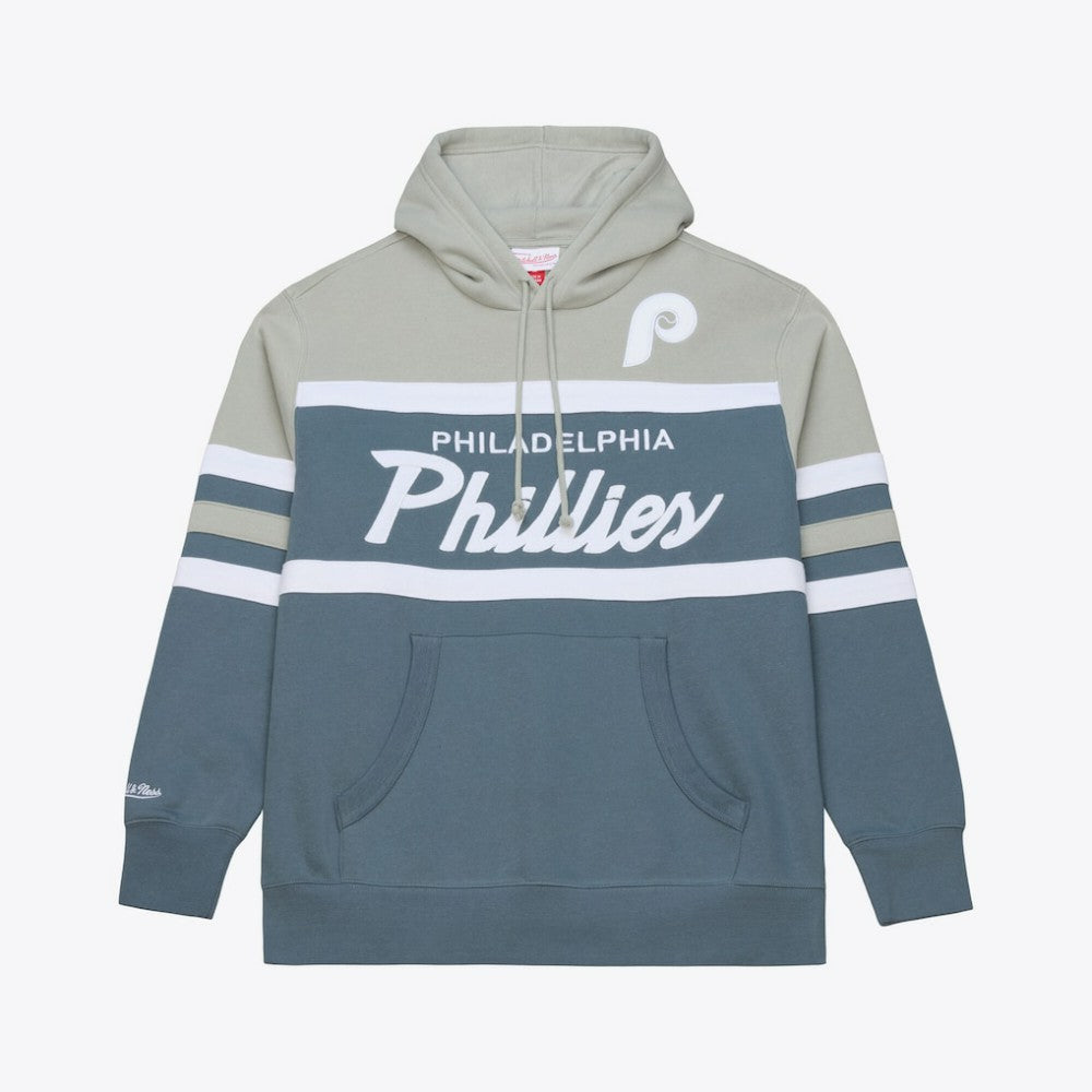 Philadelphia Phillies Cooperstown Collection Thunderstorm Head Coach Hoodie - Gray | Mitchell & Ness