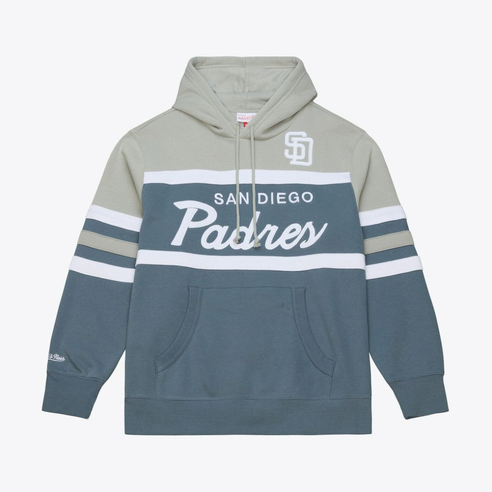 San Diego Padres Cooperstown Collection Thunderstorm Head Coach Hoodie - Gray | Mitchell & Ness