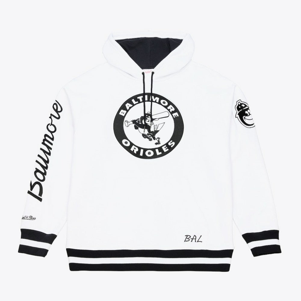Baltimore Orioles Cooperstown Collection Fleece Hoodie - White | Mitchell & Ness