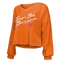 Baker Mayfield Tampa Bay Buccaneers Majestic Threads Women's Off-Shoulder Script Name & Number V-Neck T-Shirt - Orange online