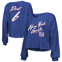 Jaxson Dart New York Giants Majestic Threads Women's Script Name & Number Long Sleeve T-Shirt - Royal sale