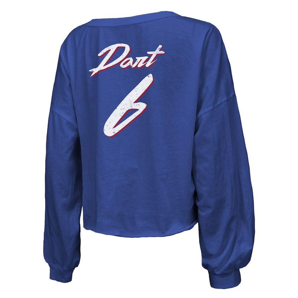 Jaxson Dart New York Giants Majestic Threads Women's Script Name & Number Long Sleeve T-Shirt - Royal sale