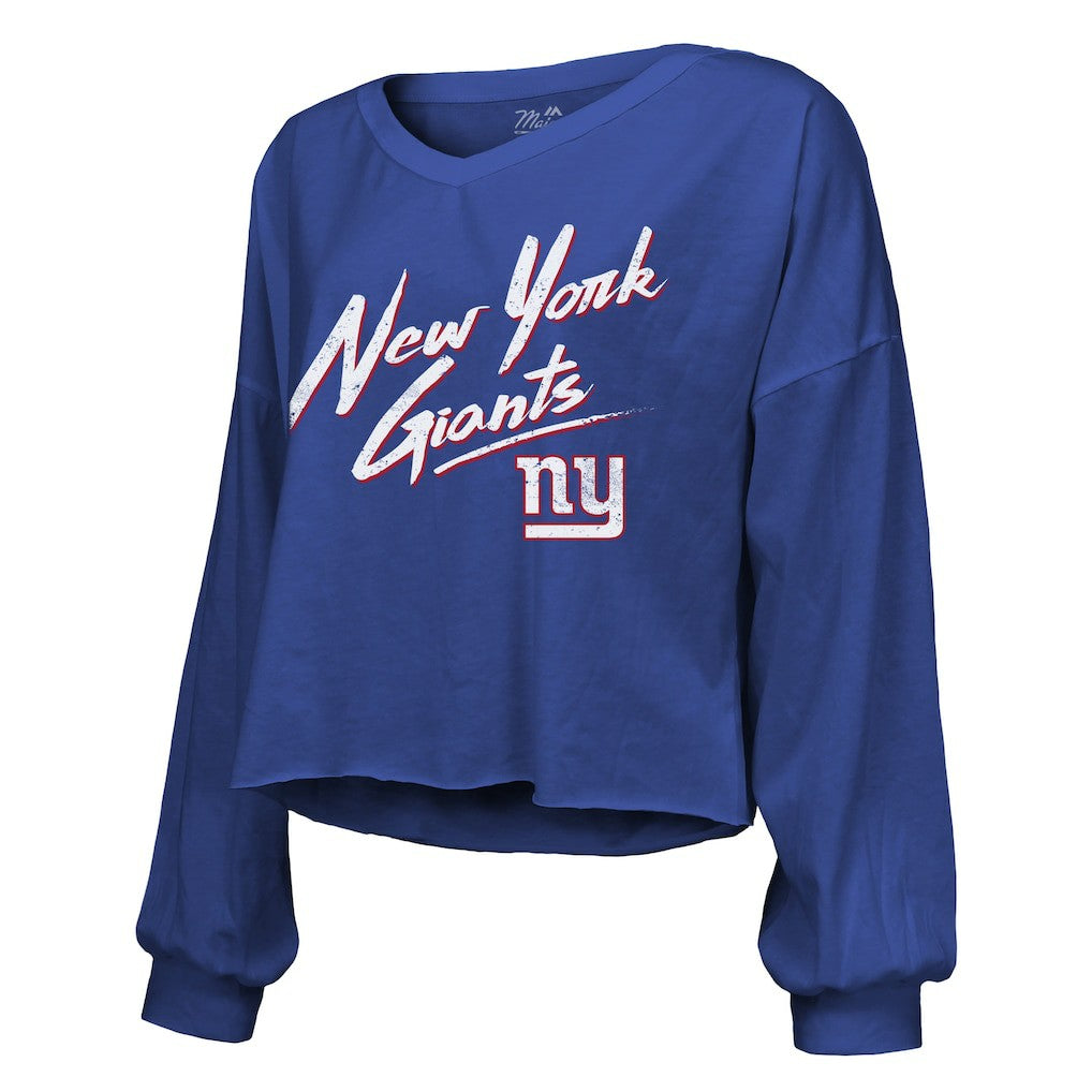 Cam Skattebo New York Giants Majestic Threads Women's Script Name & Number Long Sleeve T-Shirt - Royal cheap