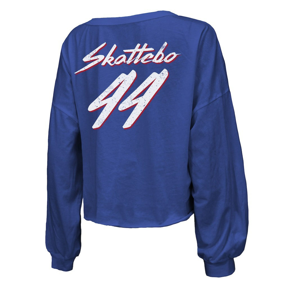 Cam Skattebo New York Giants Majestic Threads Women's Script Name & Number Long Sleeve T-Shirt - Royal cheap