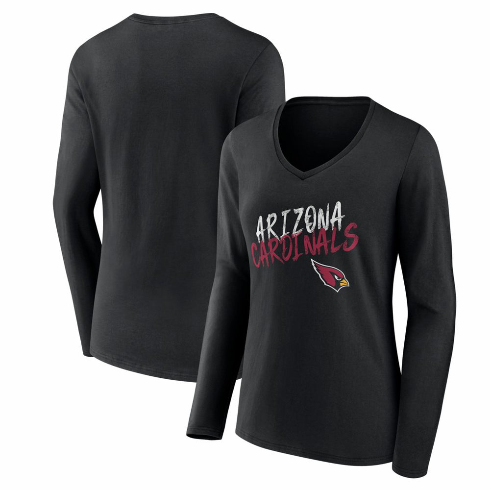 Arizona Cardinals Women's Hustle Long Sleeve V-Neck T-Shirt - Black for sale
