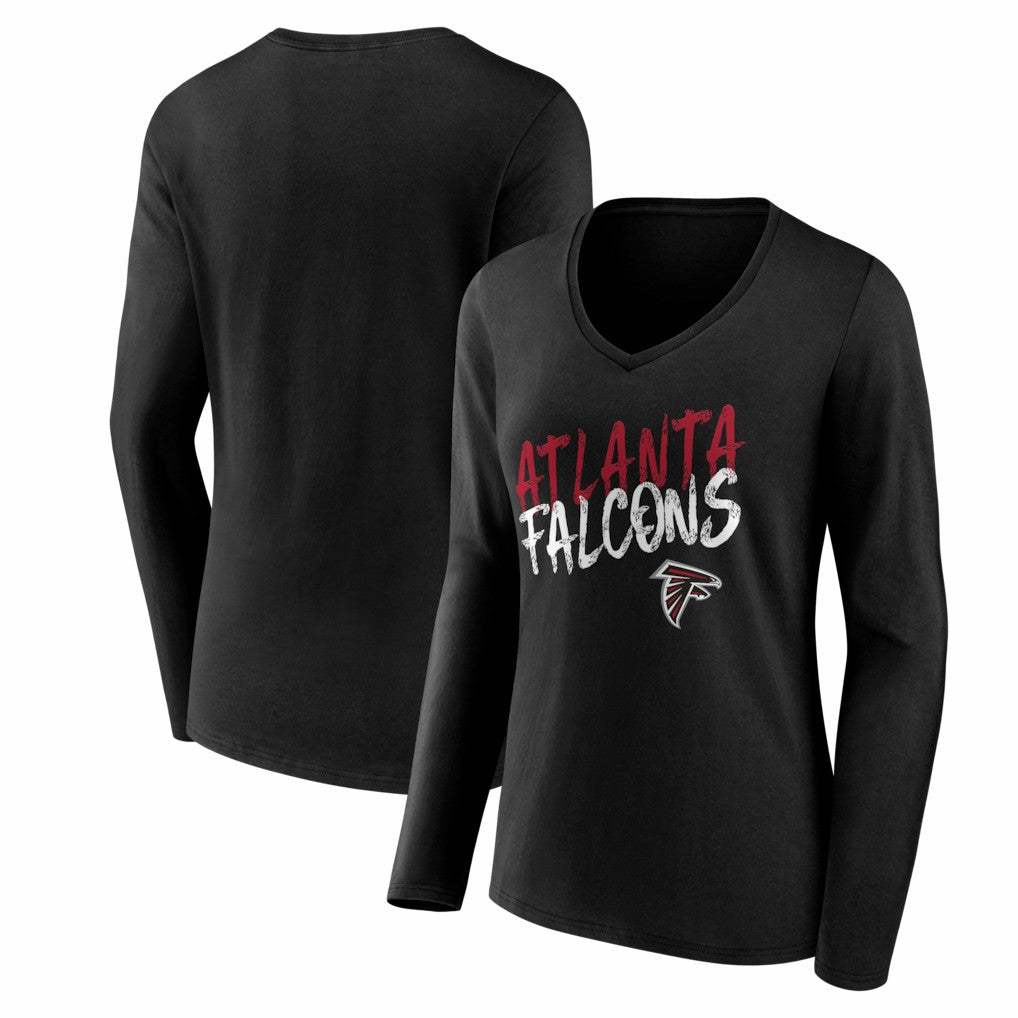 Atlanta Falcons Women's Hustle Long Sleeve V-Neck T-Shirt - Black on sale