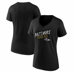 Baltimore Ravens Women's Hustle V-Neck T-Shirt - Black on sale